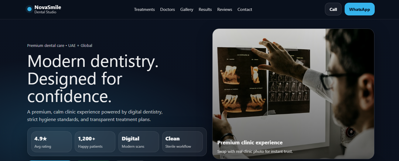Dental Clinic website UI demo preview